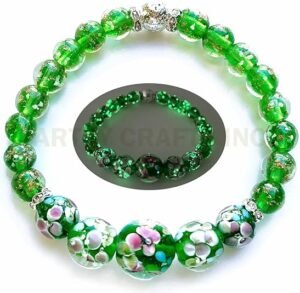 Lily Flower Firefly Beads Bracelet green