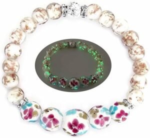 Lily Flower Firefly Beads Bracelet white