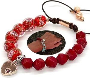 Firefly Beads with Angel Wing Charm Bracelet red2