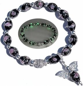 Firefly Beads Adjustable Slider Chain Bracelet black 6-7