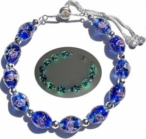 Firefly Beads Adjustable Slider Chain Bracelet Sapphire