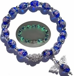 Firefly Beads Adjustable Slider Chain Bracelet sapphire 6-7