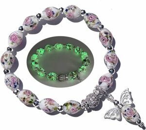 Firefly Beads Adjustable Slider Chain Bracelet white 6-7