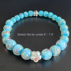 Murano Round Beads with Flower Bracelet - Baby Blue