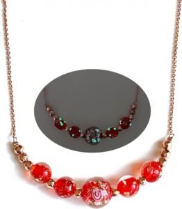 Rose Firefly Beads Necklace red