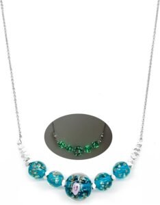 Rose Firefly Beads Necklace Teal