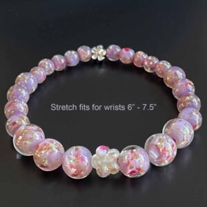 Murano Round Beads with Flower Bracelet - Pale Purple