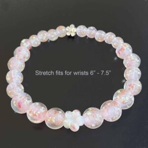 Murano Round Beads with Flower Bracelet - Pink