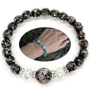 Silver Lava Firefly Beads Bracelet Black
