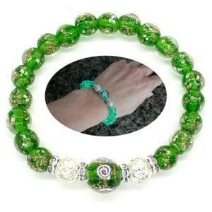 Silver Lava Firefrly Beads Bracelet green