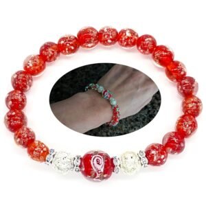 Silver Lava Firefly Beads Bracelet red