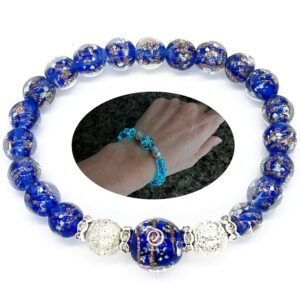 Silver Lava Firefly Beads Bracelet sapphire