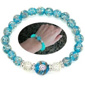 Silver Lava Firefly Beads Bracelet skyblue