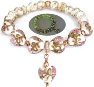 Heart Shaped Firefly Beads Bracelet white