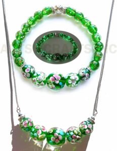 Lily Firefly Beads Bracelet Necklace Set green