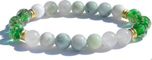 8mm Firefly Beads Silver Lava Bracelet green