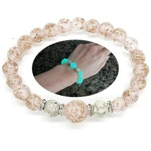 Silver Lava Firefly Beads Bracelet pink