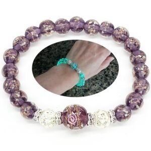 Silver Lava Firefly Beads Bracelet purple