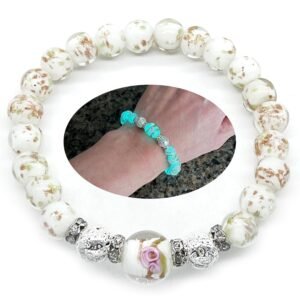 Silver Lava Firefly Beads Bracelet white