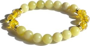 8mm Firefly Beads Silver Lava Bracelet yellow