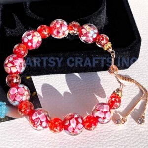 Red - Bracelet-Lily Flower Firefly Beads Slider Chain Bracelet