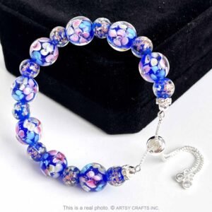 Sapphire - Bracelet-Lily Flower Firefly Beads Slider Chain Bracelet