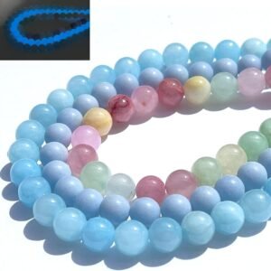 3pk 8mm Natural Gemstone Beads - Quartz + Morganite + Solar Stone Blue + Solar Stone
