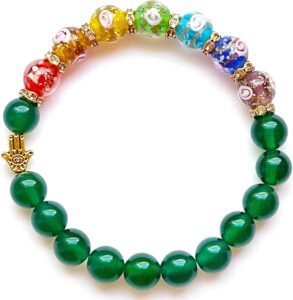 Natural Gemstone Chakra Bracelet Green Agate-0