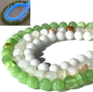 3pk 8mm Natural Gemstone Beads - Quartz + Morganite + Solar Stone Green + Solar Stone