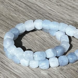 Natural Morganite Stone Bead - 8mm Cubes Grey Blue