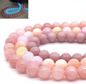 3pk 8mm Natural Gemstone Beads - Quartz + Morganite + Solar Stone Pink + Solar Stone