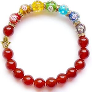 Natural Gemstone Chakra Bracelet Red Agate-0